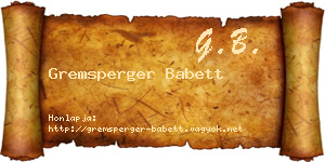 Gremsperger Babett névjegykártya